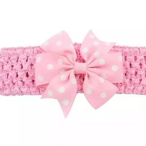 Light Pink Polka Dot Ribbon Bow With Elastic HairBand-Dual-use Hair Clip…
